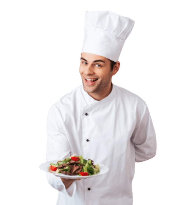 Chef com legumes frescos